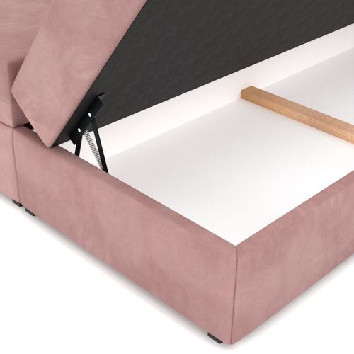 ŁÓŻKO KONTYNENTALNE 180x200 TAPICEROWANE PODWÓJNE Z MATERACEM RÓŻOWE na Arena.pl