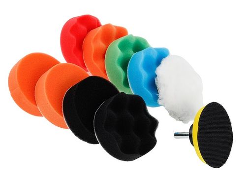 ZESTAW GĄBEK POLERSKICH PADY NA WIERTARKE DO POLEROWANIA 80mm 11 elementów na Arena.pl