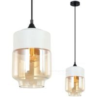 Wisząca LAMPA skandynawska MOLINA MDM-2377/1 W+AMB Italux szklana OPRAWA zwis biały bursztynowy