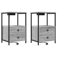 Nocna szafka z stacją ładującą 2 pcs Szary dąb sonoma