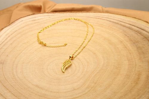 SREBRNY NASZYJNIK SKRZYDŁO ŁAŃCUSZEK Z ZAWIESZKĄ DAMSKI SREBRO POZŁACANE na Arena.pl