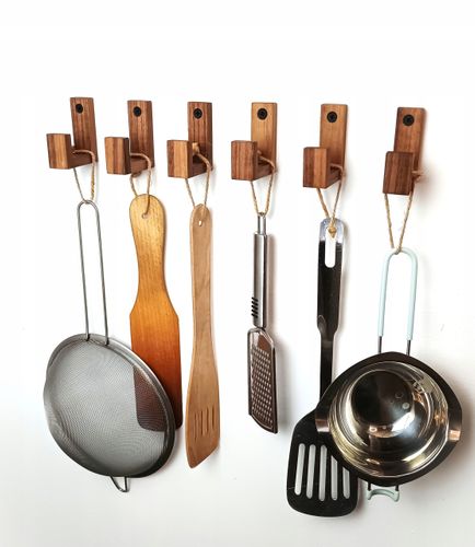 Drewniany Haczyk na Ubrania Garderoby Ścienny na Torebki Naturalny Orzech na Arena.pl