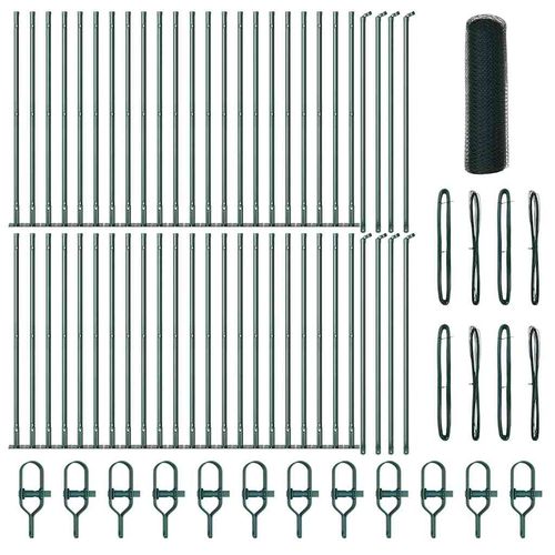 Ogrodzenie z słupkami Zielony 1 x 100 m Stal pokryta PCV na Arena.pl