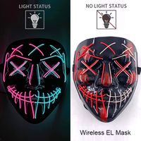 Maska LED neonowa straszna żółta – style 13