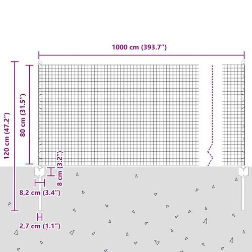 Ogrodzenie z słupkami Zielony 0.8 x 10 m Stal na Arena.pl