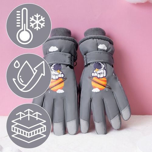 Rękawice Ciepłe Narciarskie Dla Dzieci Grube Zimowe Rękawiczki Kosmos Szare na Arena.pl