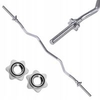 GRYF SZTANGA ŁAMANY DO ĆWICZEŃ 120cm + ZACISKI 25mm PEŁNY STAL FITNESS