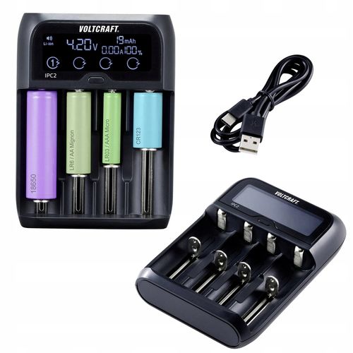 Ładowarka do akumulatorów ogniw NiMH NiCd LiIon LiFePO wyświetlacz LCD USBC na Arena.pl