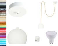 LAMPA wisząca KULA BIAŁA z białym hamulcem pojedyncza 2m