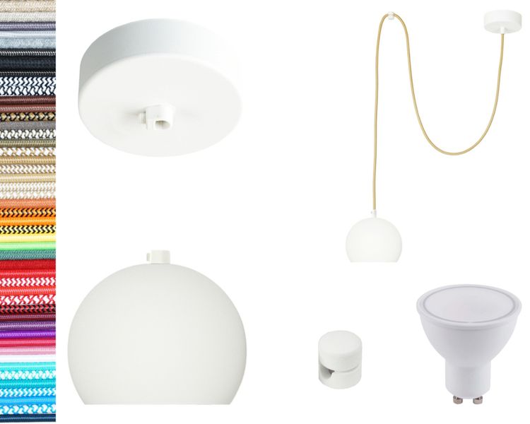 LAMPA wisząca KULA BIAŁA z białym hamulcem pojedyncza 2m zdjęcie 1