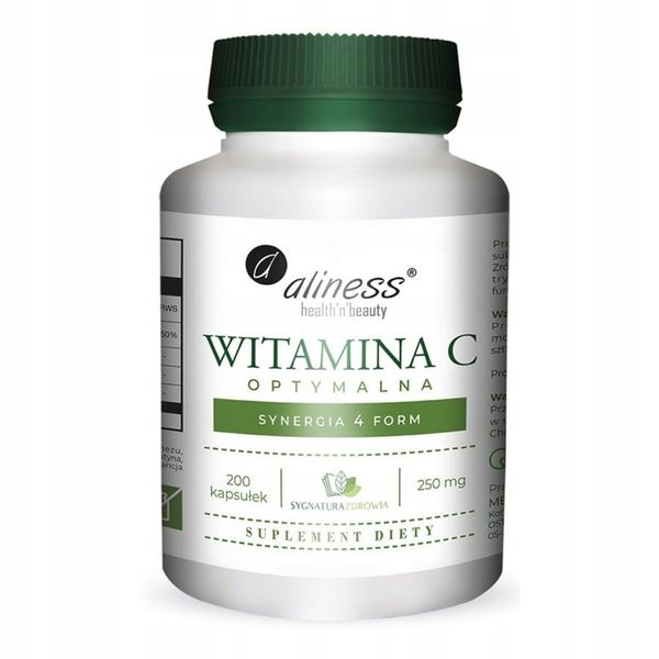 Aliness - Witamina C Optymalna 250 mg - 200 vege kapsułek zdjęcie 1