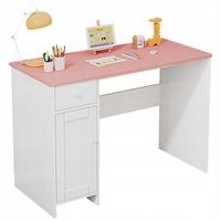 BIURKO BIAŁE Z SZUFLADĄ SZAFKĄ DLA DZIEWCZYNY Z RÓŻOWYM BLATEM LOFT 110 CM