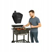 GRILL WĘGLOWY OGRODOWY ŻELIWNY POKROWIEC DUŻY RUSZT TERMOMETR KÓŁKA BD-891