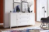 OLE biała komoda matowa 2 drzwi, 3 szuflady- styl skandynawski