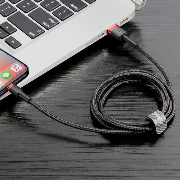 Kabel 50cm Baseus Cafule Lightning USB 2,4A (czarno-czerwony) zdjęcie 7