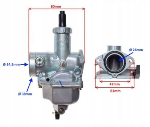 Gaźnik PZ26 do motocykli 4T 110cc, 125cc, 154FMI, 154FMB, 156FMI na Arena.pl