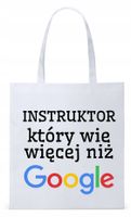 Torba Biała Eco Shopper Dla Instruktora Prezent Z Nadrukiem Ze Zdjęciem