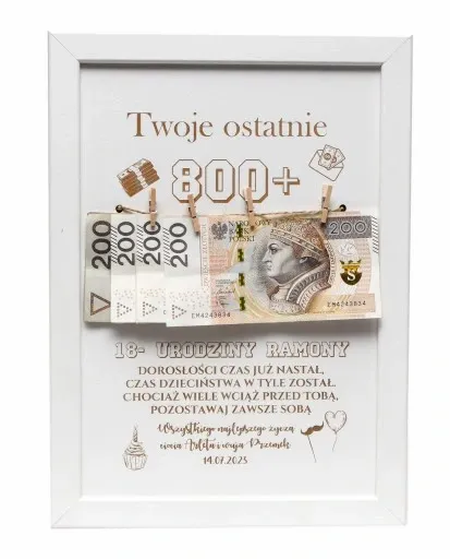 RAMKA prezent 18 URODZINY widzisz TWOJE ostatnie 800+ plus zdjęcie 6