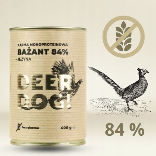 Mokra karma dla psa Deer Dog BAŻANT Z JEŻYNĄ puszka 400 G PREMIUM 84% MIĘSA na Arena.pl
