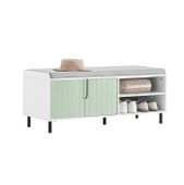 Ławka na buty do przedpokoju siedzisko szafka na buty biało-zielona