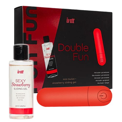 erotyczny zestaw, silikonowy mini bullet z żelem nawilżającym, double fun. na Arena.pl