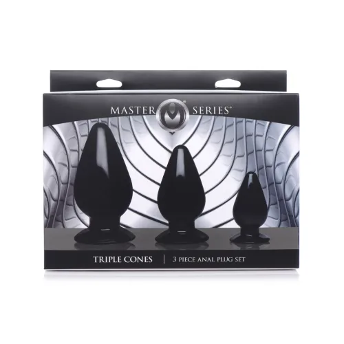 xr brands zestaw 3 stożkowych zatyczek analnych z przyssawkami na Arena.pl