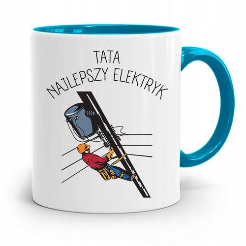 Kubek Błękitny Dla Taty Ojca Najlepszy Elektryk Z Nadrukiem Ze Zdjęciem na Arena.pl