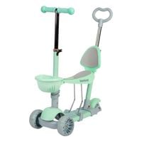 Hulajnoga balansowa trójkołowa, ze świecącymi  kołami LED seledynowa