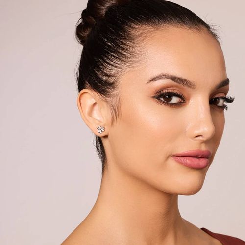 srebrne kolczyki koniczynki z cyrkoniami - kdk5561 na Arena.pl