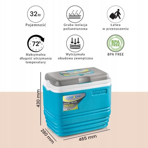 Lodówka Turystyczna na wkłady PINNACLE TPX7000 32L Granatowa, 4 wkłady 0,5L na Arena.pl