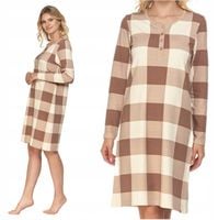 KOSZULA NOCNA DAMSKA W KRATĘ DŁUGI RĘKAW BAWEŁNIANA MODNA WYGODNA MORAJ 3XL