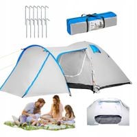 NAMIOT TURYSTYCZNY KEMPINGOWY 4-OSOBOWY Z PRZEDSIONKIEM NIEBIESKI + TORBA