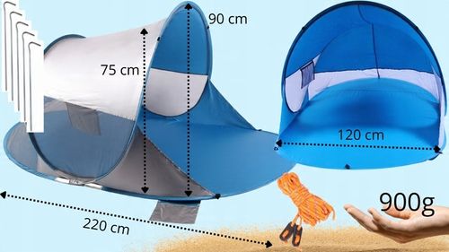 NAMIOT PLAŻOWY SAMOROZKŁADAJĄCY FILTR UV PARAWAN pop up ochrona na słońce na Arena.pl