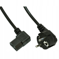 Kabel zasilający Akyga 1,5 m C13 kątowy 250V/50Hz 10A 1,5m czarny