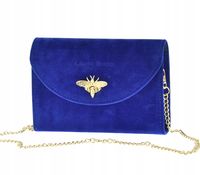 Laura Biaggi - torebka wizytowa na łańcuszku pszczoła niebieski zamsz MG237