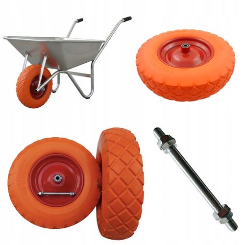 KOŁO DO TACZKI PEŁNE 4.00-8 WÓZKA BEZDĘTKOWE OŚKA POMARAŃCZOWE na Arena.pl