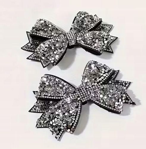 Klipsy do butów kokardy srebrne cyrkonie glamour eleganckie para dB51 na Arena.pl