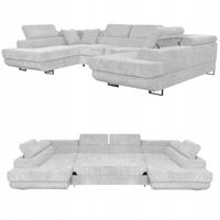 Narożnik kształt U rozkładany f. spania Savio Family meble j szary sztruks