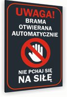 Tabliczka informacyjna znak dibond nadruk uv 30x20 brama automatyczna