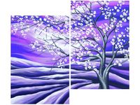80X70CM KWITNĄCE DRZEWO NOCĄ DUO OBRAZ
