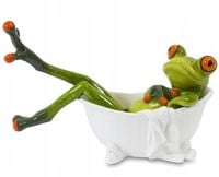 Figura żaba żabka leżąca w wannie relaksująca się ozdoba śmieszna