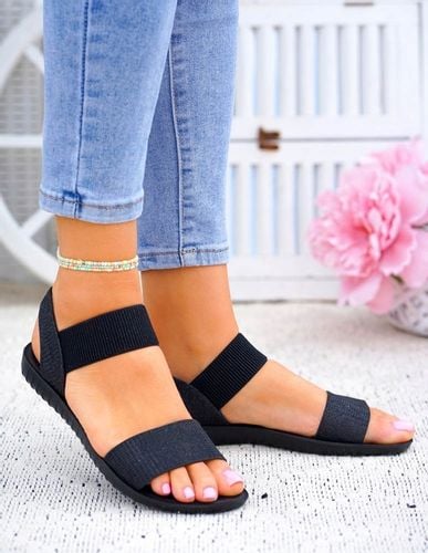 Czarne Sandały Na Gumki Płaski Spód 38 na Arena.pl