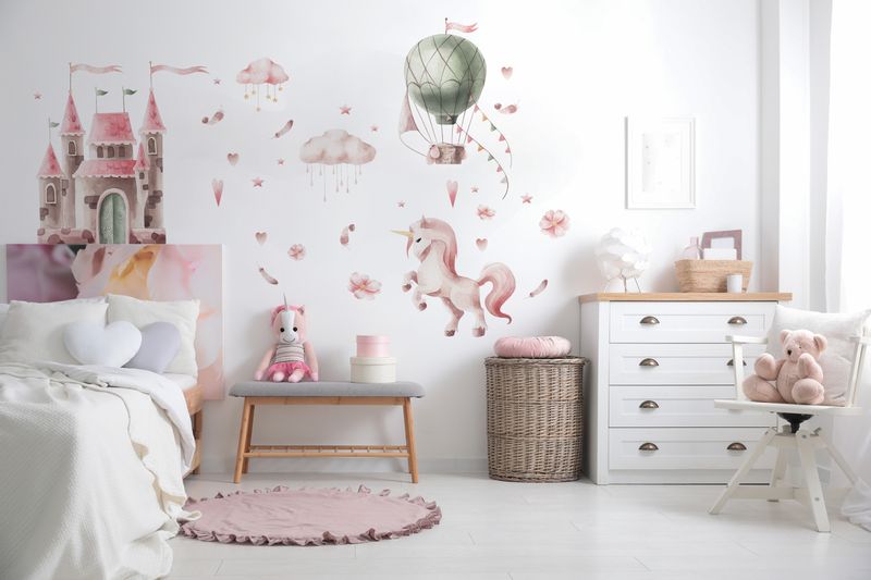 ZESTAW Naklejek DLA DZIECI Jednorożec Zamek Balon Chmurki 120cm x 60cm zdjęcie 5