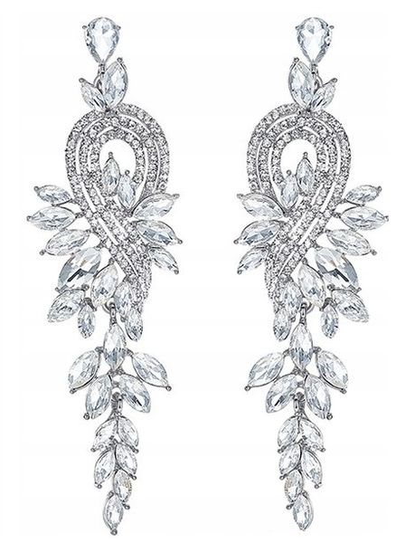 Srebrne Ozdobne Kolczyki Długie Kryształki Boho P40 zdjęcie 2