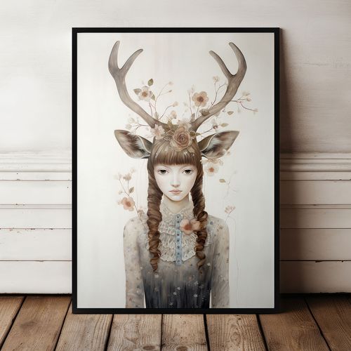 Plakat leśna dziewczyna 30x40 cm w czarnej ramie na Arena.pl