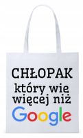 Dla Chłopaka Męża Prezent Torba Eco Biała Shopper Z Nadrukiem Ze Zdjęciem