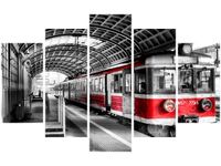 70 100CM OBRAZ 5 ELEM POCIĄG PERONIE DRUK PŁÓTNO