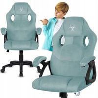 Fotel gamingowy obrotowy gracza welur niebieski krzesło do biurka