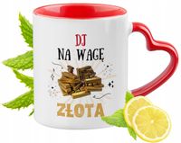 Kubek Czerwony Z Uszkiem W Kształcie Serca Dla Dja Dj'a Na Prezent