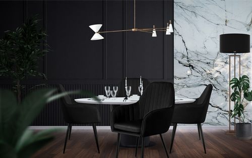 Krzesło welurowe tapicerowane MARK ADLER czarne do jadalni salonu loft na Arena.pl